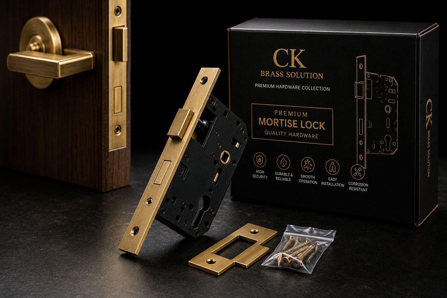 Premium Mortise Lock Body – Antique Brass Finish