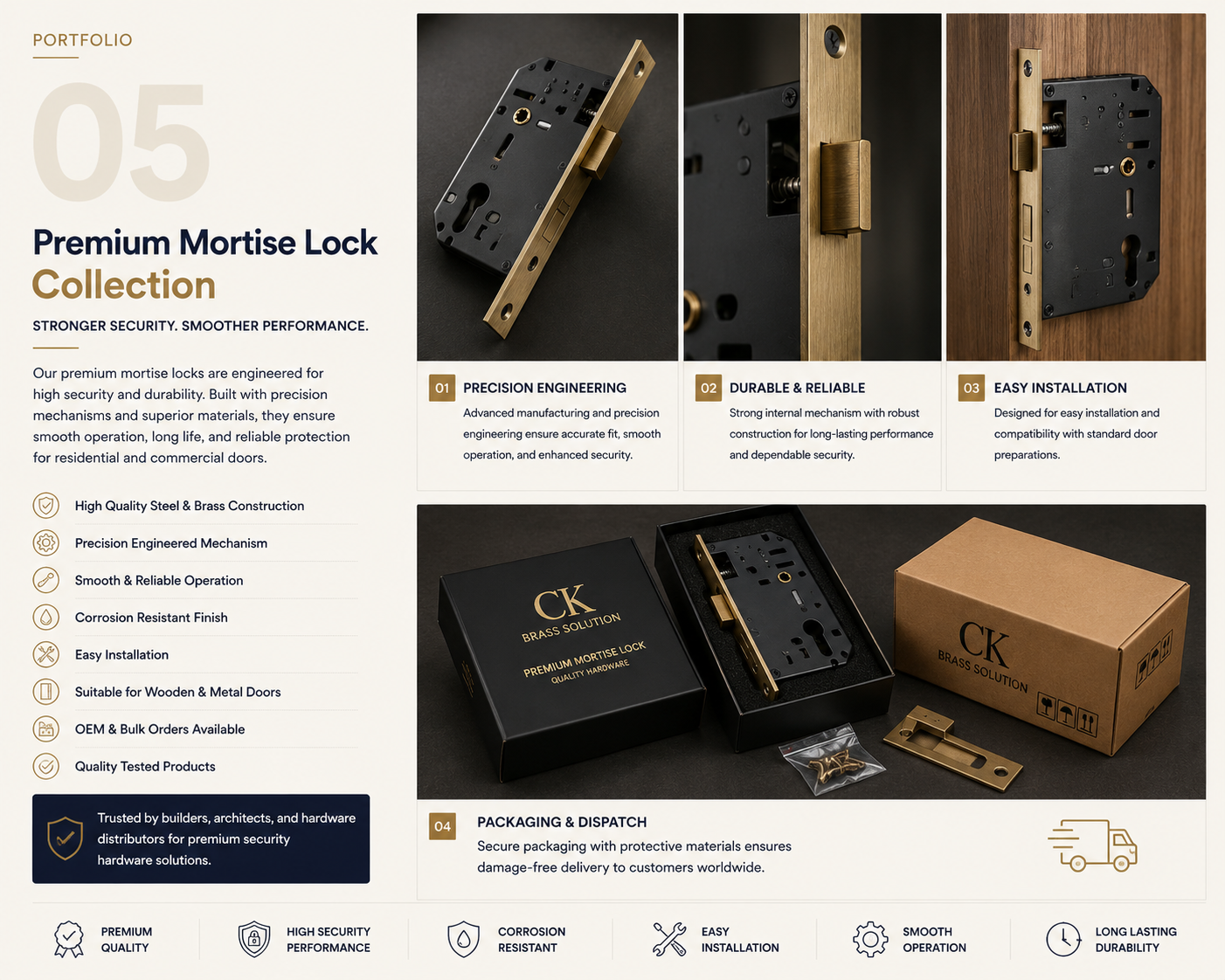 Premium Mortise Lock Body – Antique Brass Finish - Image 2
